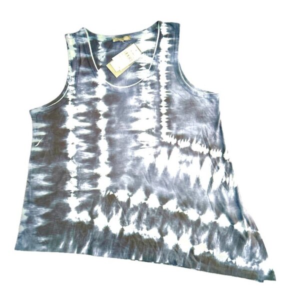 WIT & Wisdom Women's Asymmetrical Hem Tank Tie Dye Gray Size L - Picture 2 of 8